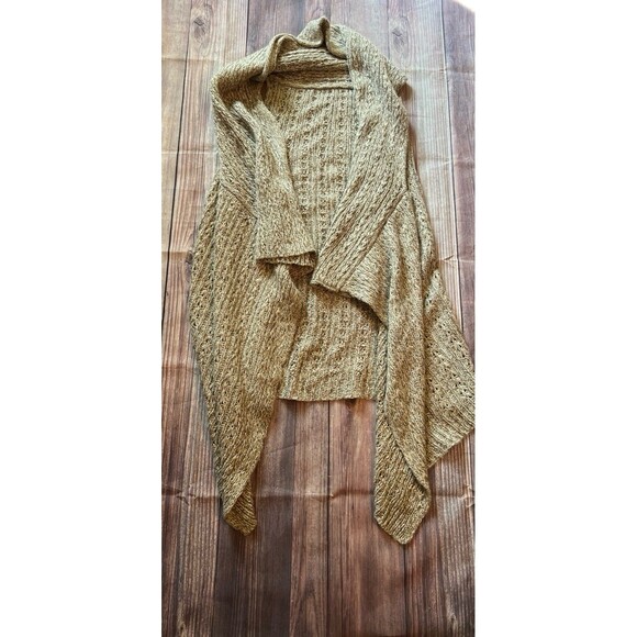 Women’s Large Beige Duster Knit Sleeveless Cardigan Sweater Warm Neutral Long - Picture 1 of 5